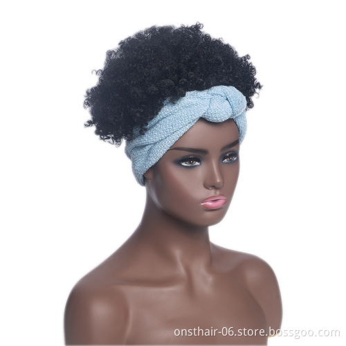 Afro Curly Braided Synthetic Headband Box Braid Wig With Bangs In Hairbands Synthetic Hair Turban Wrap Hairband Headband wigs